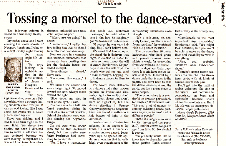 Tossing a morsel to the dance-starved